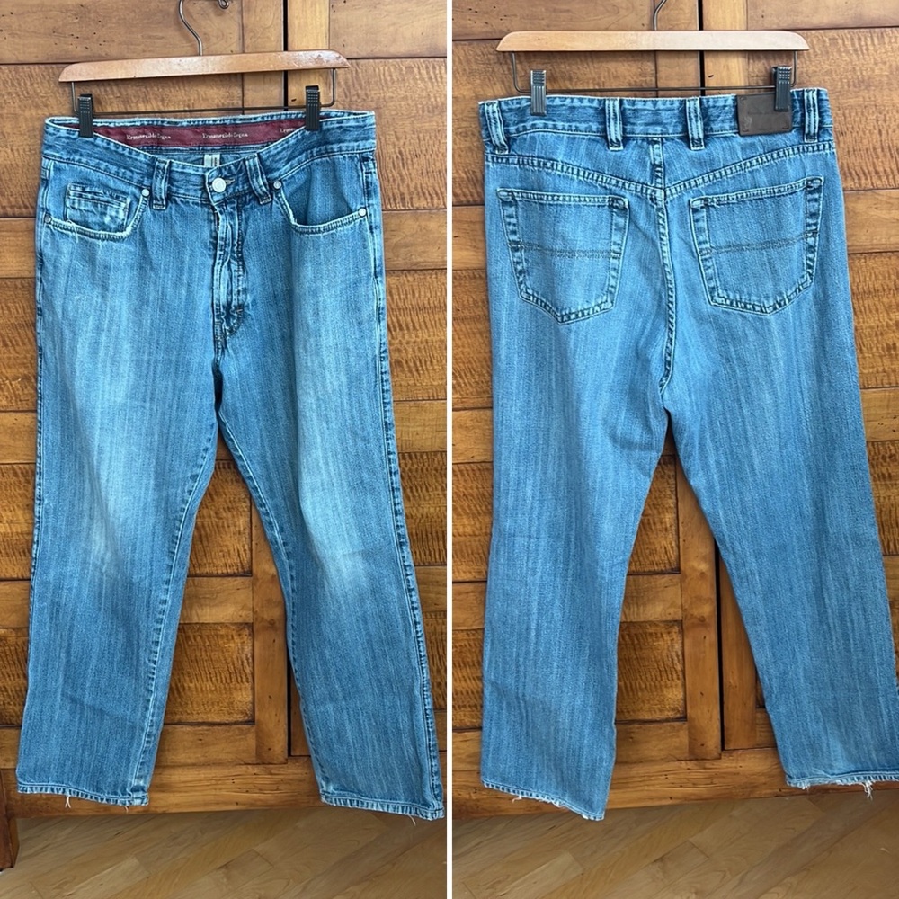 👖34x30 Relaxed Fit Blue Jeans with Faded Details by Ermenegildo Zegna - Picture 15 of 17
